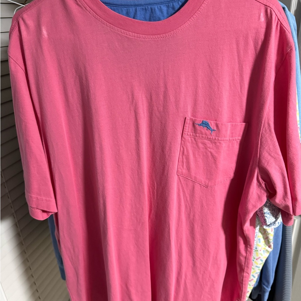 Tommy Bahama Pink pocket tee